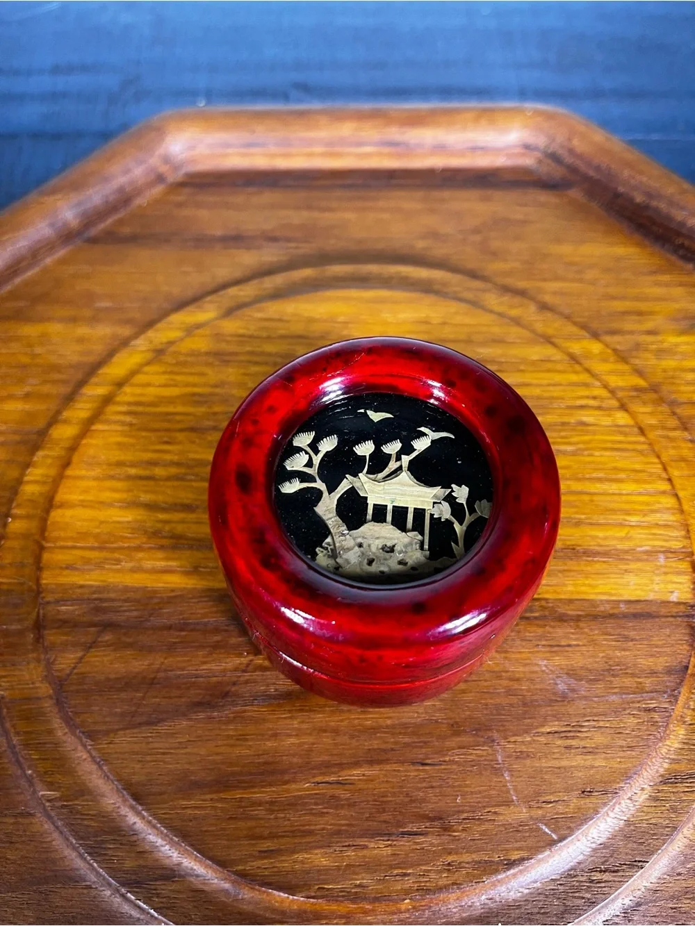 Vtg Cork Art Trinket Box 2.5